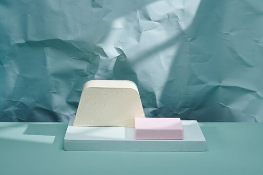 geometric shape abstract background with pastel color podium