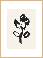 Abstract hand drawn flower. Minimalist modern poster