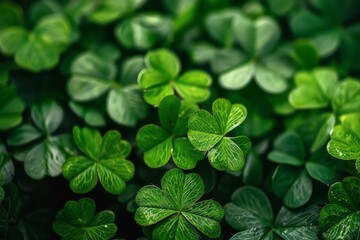 Fototapeta na wymiar Fresh green clover leaves as background. St. Patrick's Day. Generative AI