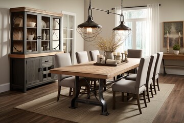 Fototapeta premium Wrought Iron Modern Farmhouse Dining Room Inspiration - Hardware Delights