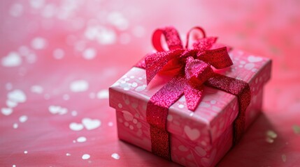 Fototapeta premium gift with red ribbon, gift for Valentine's day,christmas,party concept