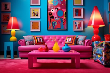 Vibrant Pop Art Living Room: Retro Furniture & Colorful Decor Ideas