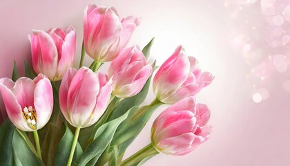Elegant Pink Tulips on Pastel Background