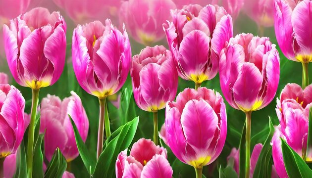 Vibrant Pink Tulips in Bloom