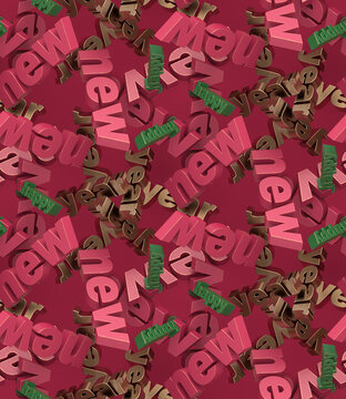 Wallpaper art of red green and gold words "happy new year".