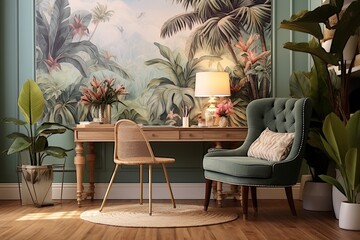 Tropical Oasis: Boho Chic Study Room Decor Ideas With Exotic Prints