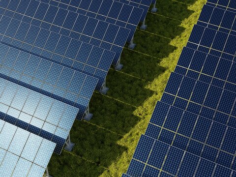Birds eye view of solar panels