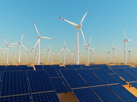 Renewable energy power plants in Sahara