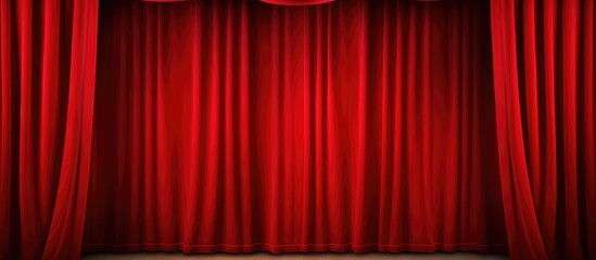 A stage is set with a vibrant red curtain hanging down and a single spotlight shines brightly from above, illuminating the empty space in anticipation of a performance.