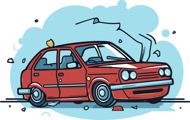 High Quality Vector Graphic Illustrating a T Bone Collision on a City Street Corner
