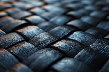 An intricate braided leather pattern that exudes a sense craftsmanship and quality with a deep blue hue