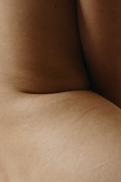 Detail-Close up photo of white skin texture of the back
