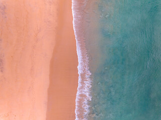 Beautiful waves sea surface in sunny day summer background, Amazing seascape, Top view beach sea background
