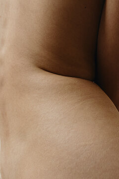 Detail-Close up photo of white skin texture of the back