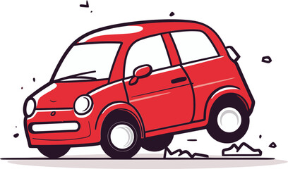Vector Illustration Showing a Vehicle Colliding with a Traffic Light