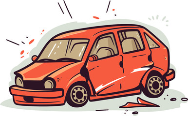 Detailed Vector Graphic Showing a Car T Boning Another Vehicle at an Intersection