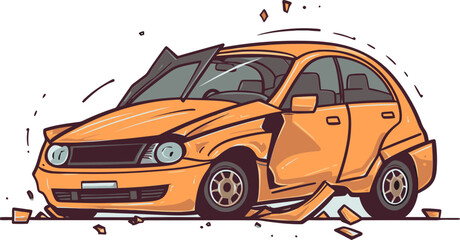 Dramatic Vector Illustration of a Vehicle Collision at a Busy City Intersection