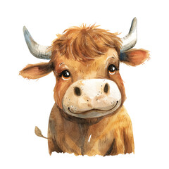 cute bull vector illustration in watercolour style