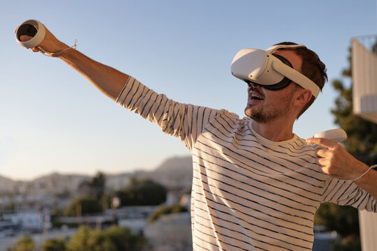 Guy In Virtual Reality Helmet