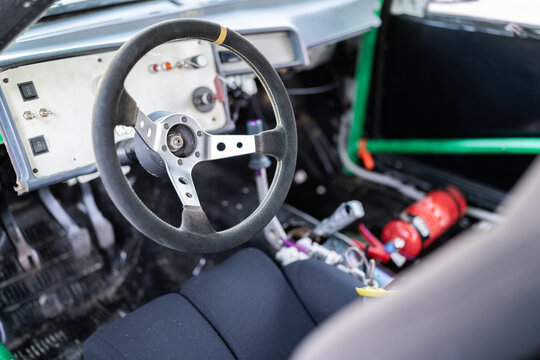 Interior of a rally car.