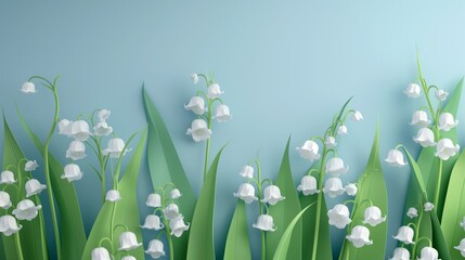 Fototapeta premium Lily of the Valley, copy space. Generative AI