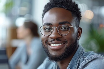 Fototapeta premium smiling businesspeople client discussing business in office space