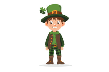 kid in Saint Patricks Day outfit isolated vector style
