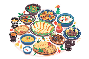 Ramadan Feast isolated vector style