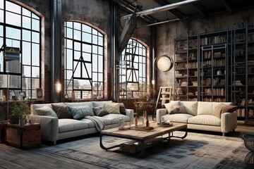 Chic Industrial Loft Living: Urban Room Concepts with Chic Style