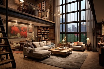 Chic Urban Loft Living Room Concepts: Creative Use of Space in Lofted Area
