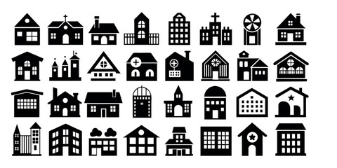 Home and building icons set