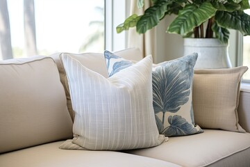 Beach Inspired Throw Pillows for Coastal Grandmother Style Living Room Decor