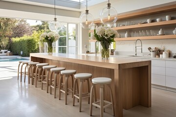 Obraz premium Contemporary Californian Kitchen Concepts: Bar Stools & Informal Dining Options