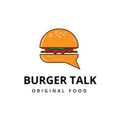 Burger talk logo design vector template, Fast food flat logo modern minimal design