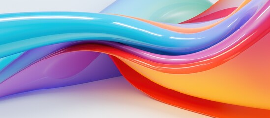 Fototapeta premium This close-up showcases a collection of vibrant and varied colored lines within an abstract interior space. The lines are glossy and smoothed, creating a mesmerizing and architectural background.