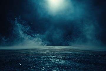 Dark streets with bright lights and smoke. Generate AI image - obrazy, fototapety, plakaty