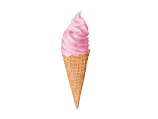 Soft ice cream in a waffle cup PNG transparent