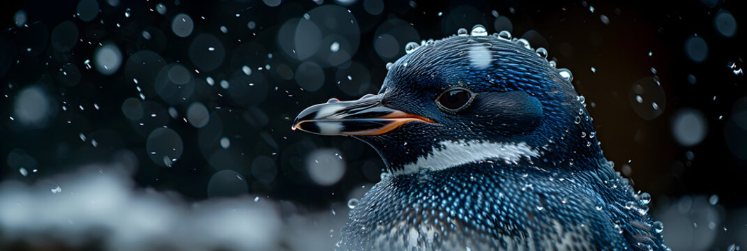 close up of a duck 3d image,
 Illustration Side View of a Curious Penguin Looking