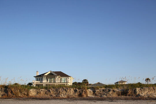 Beach House With Erosion After A Hurricane