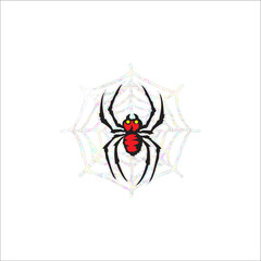 Vector spider with white web can be used as graphic design, sticker 