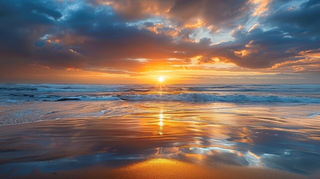 Azure and gold majestic coastal sunrise