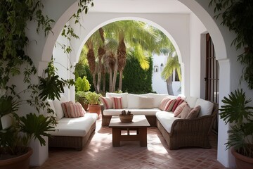 White Stucco Andalusian Patio with Stunning Archways: Inspirational Design Ideas
