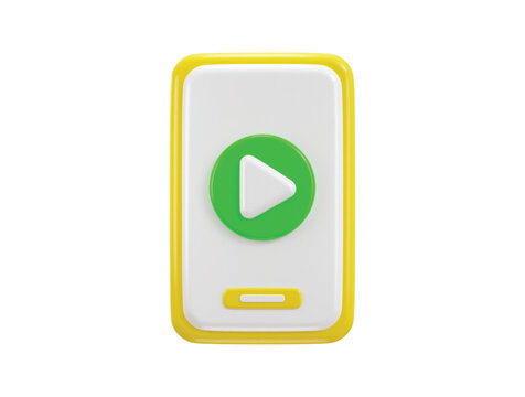 smart phone with multimedia video play icon 3d rendering vector illustration