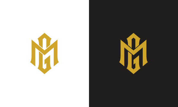 Monogram gold luxury g m gm mg initial for fashion, branding shies dress shirt beauty  feminine man woman bag logo template