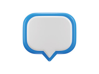 blue speech bubble with a white background icon 3d rendering vector illustration
