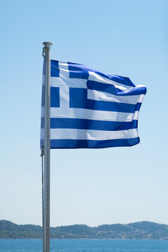 Greek flag, sea and sky