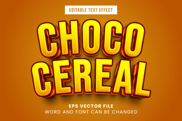 Choco cereal 3d editable vector text effect. Advertising text style