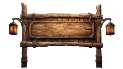 Fotobehang Old wooden medieval tavern signboard, isolated on transparant background. © trustmastertx