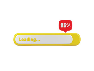 95 percent progress of loading bar icon 3d rendering vector illustration