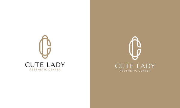 Monogram logo c l cl lc minimal luxury circle logo template for gym fashion beauty man event organizer wedding gold color